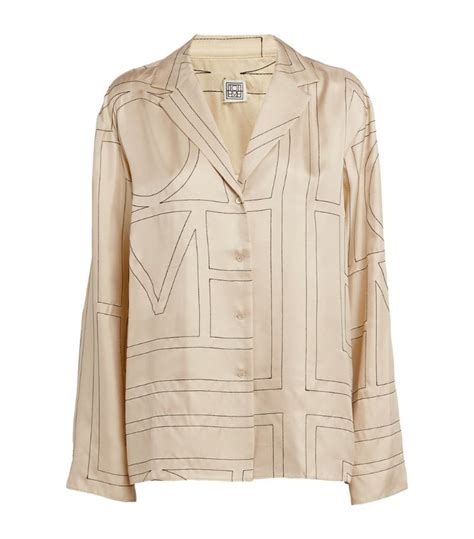 TotÊme Silk Embroidered Monogram Shirt Ivory Editorialist