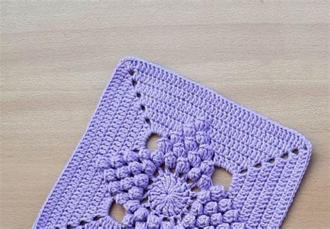 Crochet Square Popcorn Stitch Flower - CRAFTS LOVED