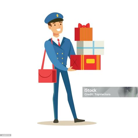 tukang pos berseragam biru antarkan hadiah liburan  surat penuhi