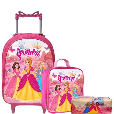 Mochila Rodinha Infantil Menina Escolar Lancheira T Rmica Estojo Box