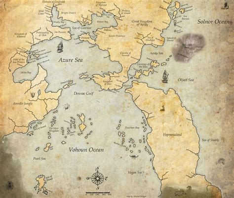 Azure Sea And The Vohoun Ocean Fantasy Story Ideas Map Fantasy Map