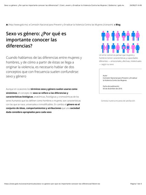 Sexo Vs Género ¿por Qué Es Importante Conocer Las Diferencias Pdf