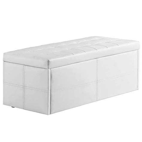 Amol White Faux Leather Ottoman Storage Bench 22480