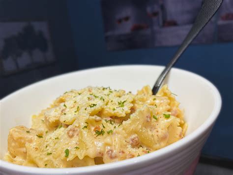 Homemade Farfalle Alfredo Roasted Chicken Bacon Parmesan Butter