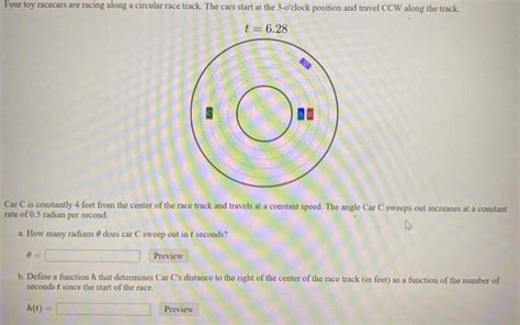 Solved Four Toy Racecars Are Racing Along A Circular Race Chegg