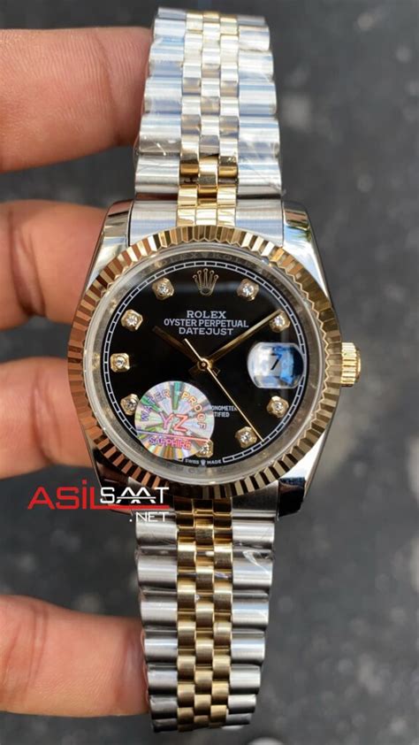 Rolex Datejust Jubilee 36 mm Taşlı Siyah Kadran Bayan Saati 116223 Dial