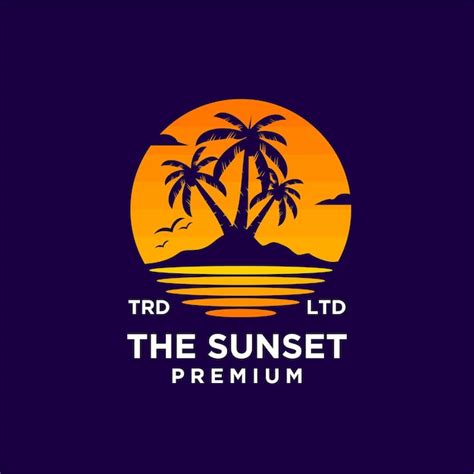 Premium Vector Sunset Beach Logo Design Illustration Vector