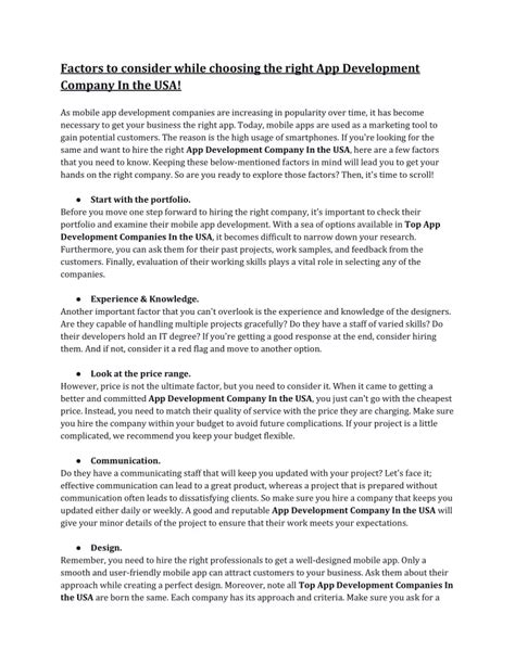 PPT Factors To Consider While Choosing The Right App Development