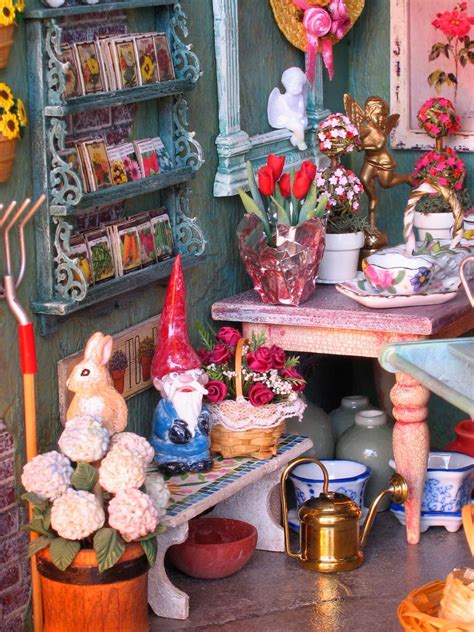 Blukatkraft Dollhouse Miniatures Garden And Flower Shop In 112 Scale