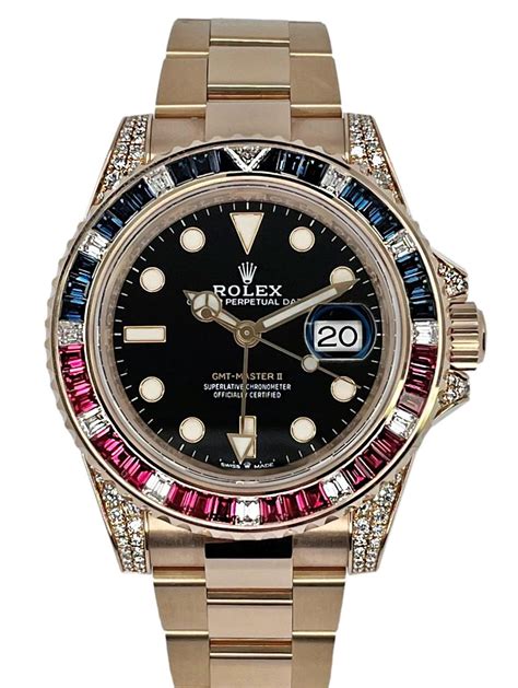 Rolex Gmt Master Ii Saru Sapphire And Ruby Rose Gold Saru