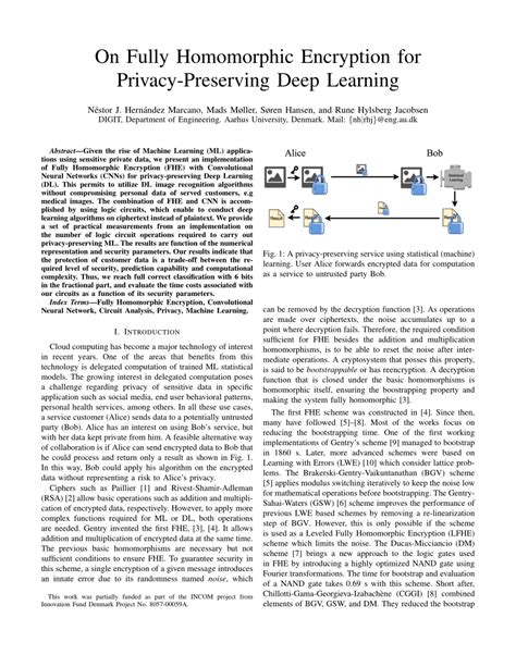 PDF On Fully Homomorphic Encryption For Privacy Preserving Deep Learning