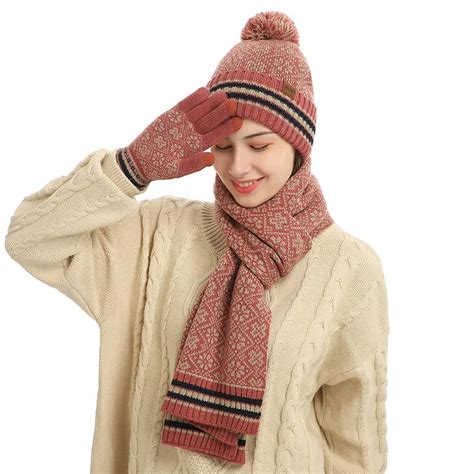 Woolen Hat And Scarf Gloves Set Knitted Scarf Thickened Warm Winter Women S Scarves Keep Warm