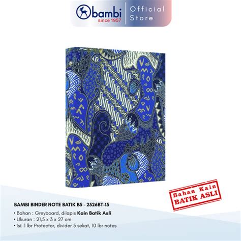 Jual Bambi Binder Note Kain Batik Asli Kereta Kencana B5 2526bt