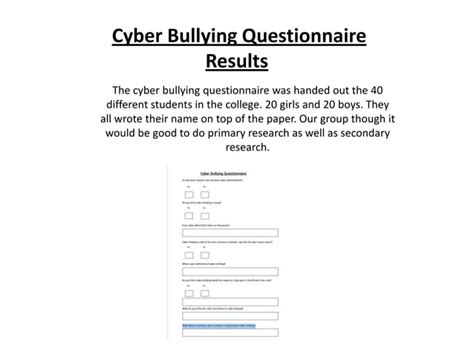 Cyber Bullying Questionnaire Results Ppt