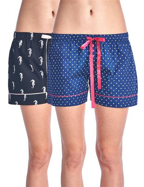 Casual Nights Womens 2 Pack Cotton Woven Lounge Boxer Shorts