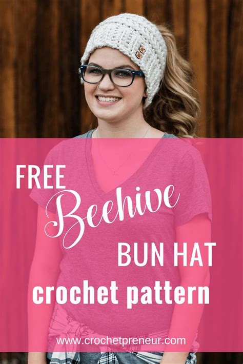 So Cute Free Crochet Pattern For The Chelsea Beehive Messy Bun Hat