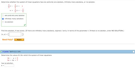 Solved Determine Whether The System Of Linear Equations Has Chegg