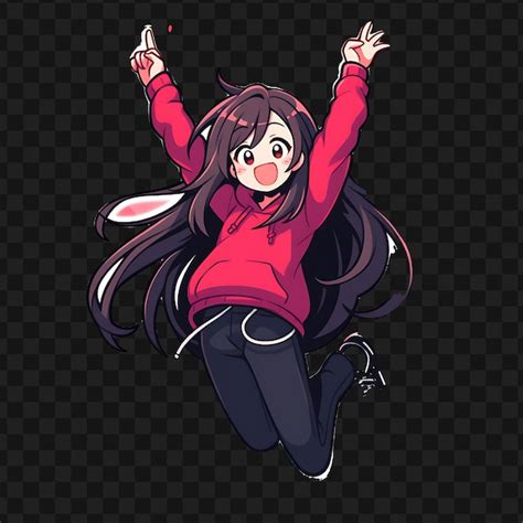 anime girl jumping psd  high quality  psd templates
