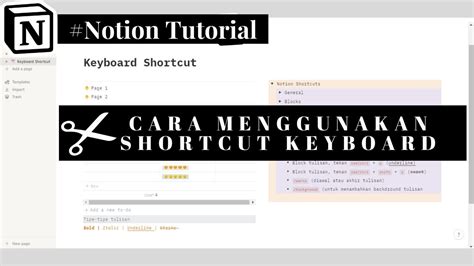 Notion Tutorial Pt 11 Cara Menggunakan Shortcut Keyboard Template