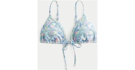 Hollister Embellished Triangle Bikini Top In Blue Lyst UK