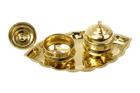 Putrika Traditional Handcrafted Brass Thali Haldi Kumkum Chandhan