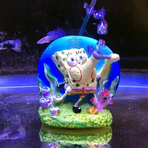 Adorno Pecera Bob Esponja Burbujas Resina Decorativa Peces Meses Sin