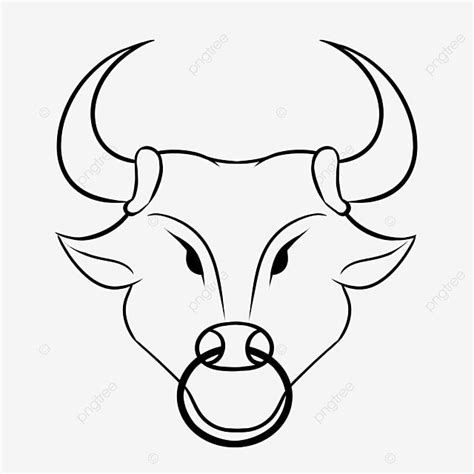 Cartoon Hand Drawn Line Drawing Bull Head Bull Drawing Head Drawing