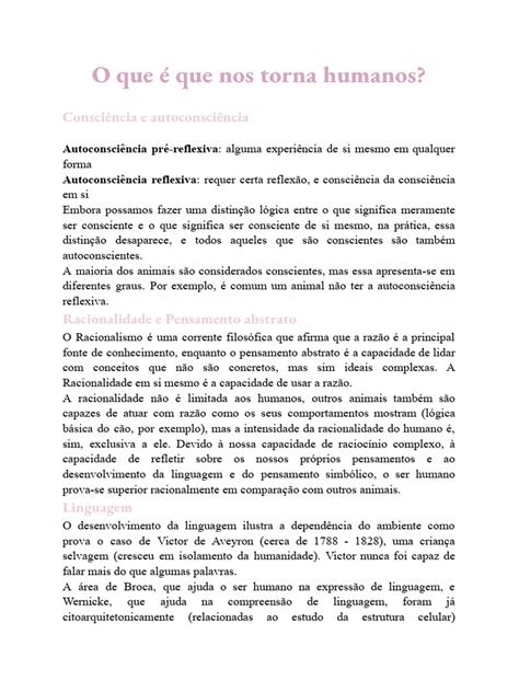 Humanidade O Que É - O que Define a Humanidade? | PDF | Humano | Pensamento