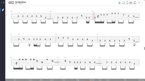 Rush The Big Money Bass Tab Play Along Youtube