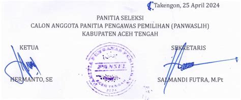 Penetapan Nilai Ujian Tertulis Peserta Calon Anggota Panwaslih