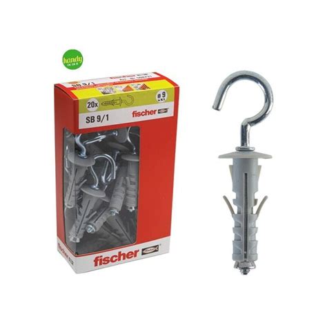 Tasselli ganci corti in cartone fischer sb 9 8 y Ø 9 mm 20 pz max 35 kg