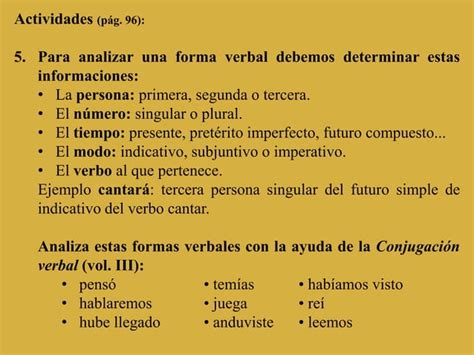 La Conjugación Verbal Ppt