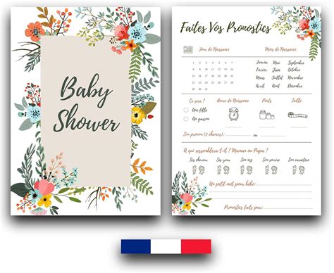 Rxlite Cartes De Pronostics Baby Shower Rifle Marque Fran Aise