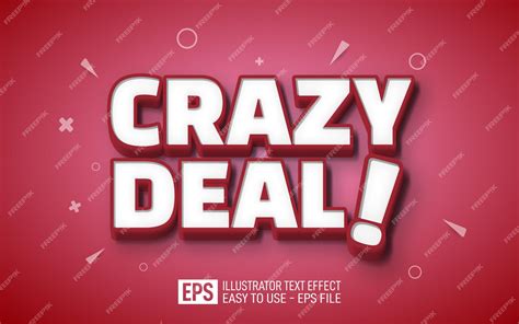 Premium Vector Crazy Deal 3d Text Editable Effect Template