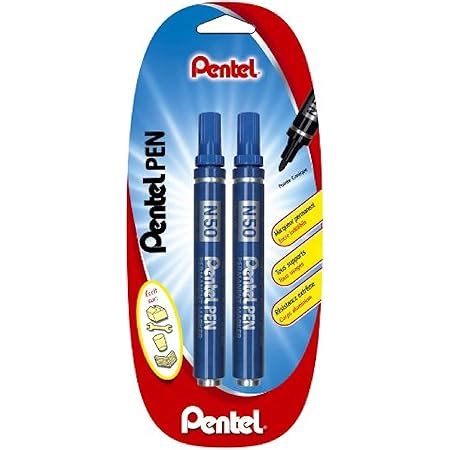 Pentel N Lot De Marqueurs Permanent Pointe Conique Bleu Amazon Fr