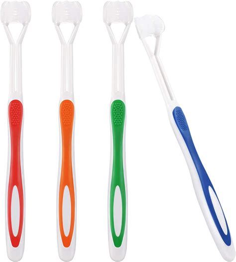 4 Pieces 3 Sided Autism Toothbrush Three Bristle Travel