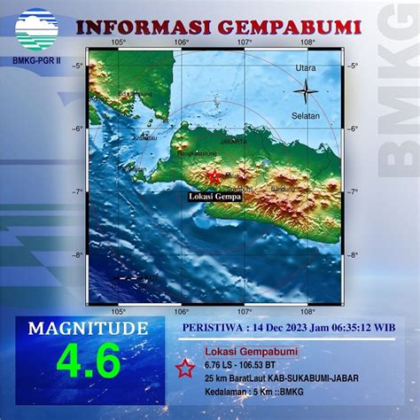 Gempabumi Tektonik M Dirasakan Di Kab Sukabumi Jawa Barat