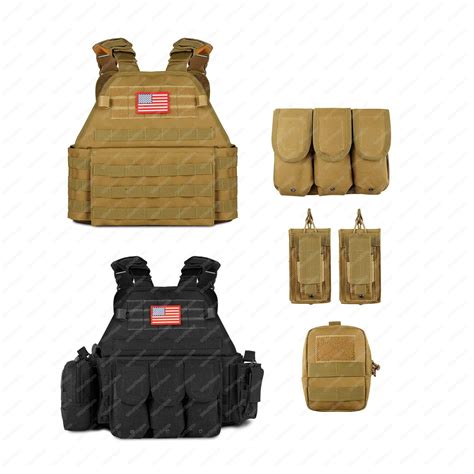 Obemisk Tactical Molle Vest With Pouch Black And Tan