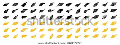 Set Black Wings Icons Wings Badges Stock Vector (Royalty Free ...