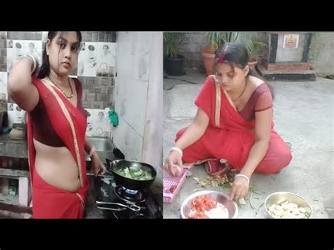 Morning Daily Routine Vlog Red Saree Vlog Saree Navel Vlog YouTube