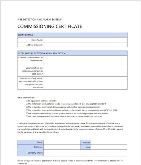 Bs5839 1 2017 Fire Alarm And Detection Certificate X5 Template Package Etsy