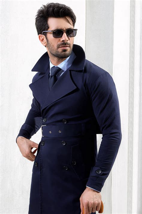 Navy Blue Twill Trench Coat | ZED