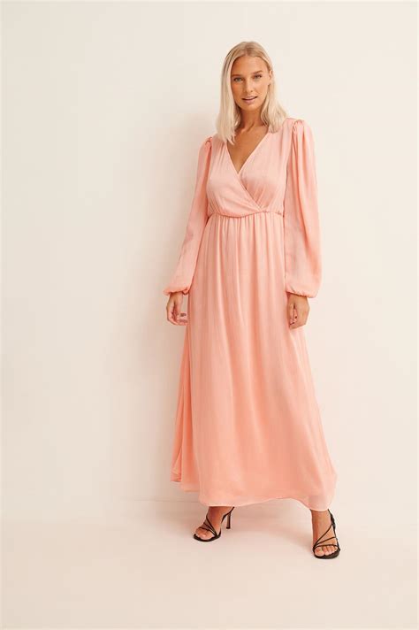 Na Kd Balloon Sleeve Structured Maxi Dress Rosa Rosenform As