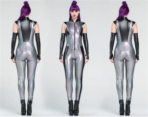 Spectrum Catsuit Festival Futuristic Jumpsuit Burning Man Silver