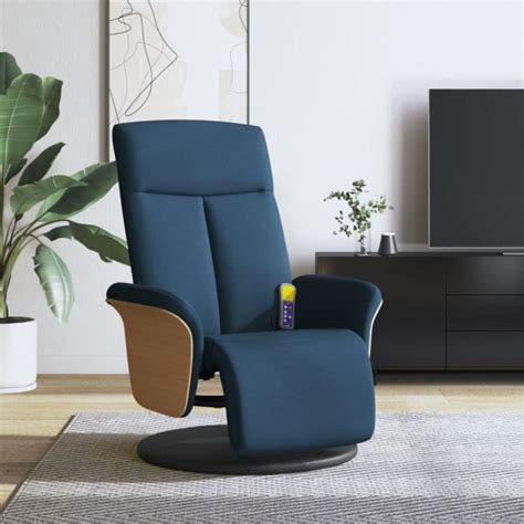 MAG Fauteuil Inclinable De Massage Avec Repose Pieds Bleu Tissu