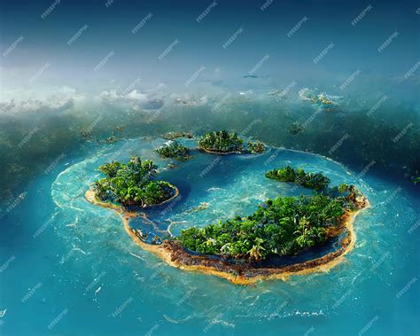 Premium Photo | Tropical island in the middle of the ocean tropical