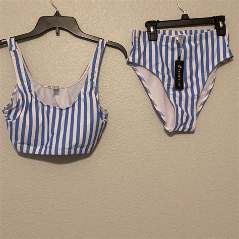 Tempt Me Swim Tempt Me Blue And White Stripes Bikini Size M Poshmark