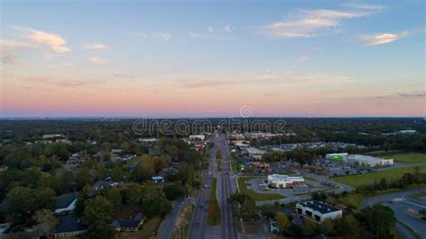 Aerial View of Airport Boulevard in Mobile, Alabama at Sunset Stock ...