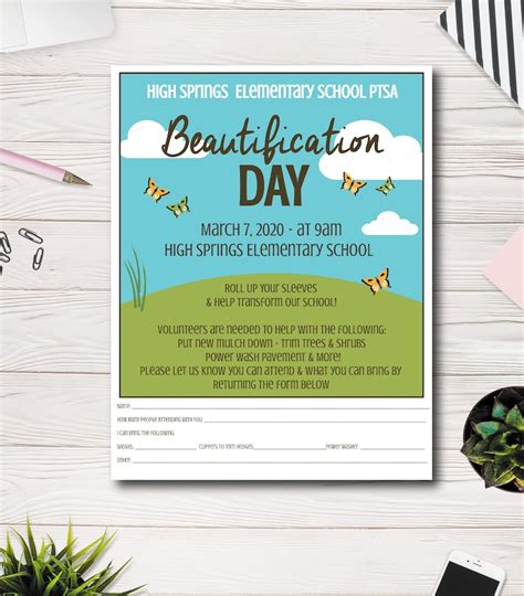 Beautification Day Flyer School Clean Up Day Flyer Template Etsy