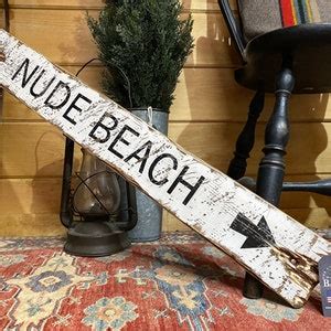 Rustic Nude Beach Wood Sign Distressed Coastal Decor Etsy